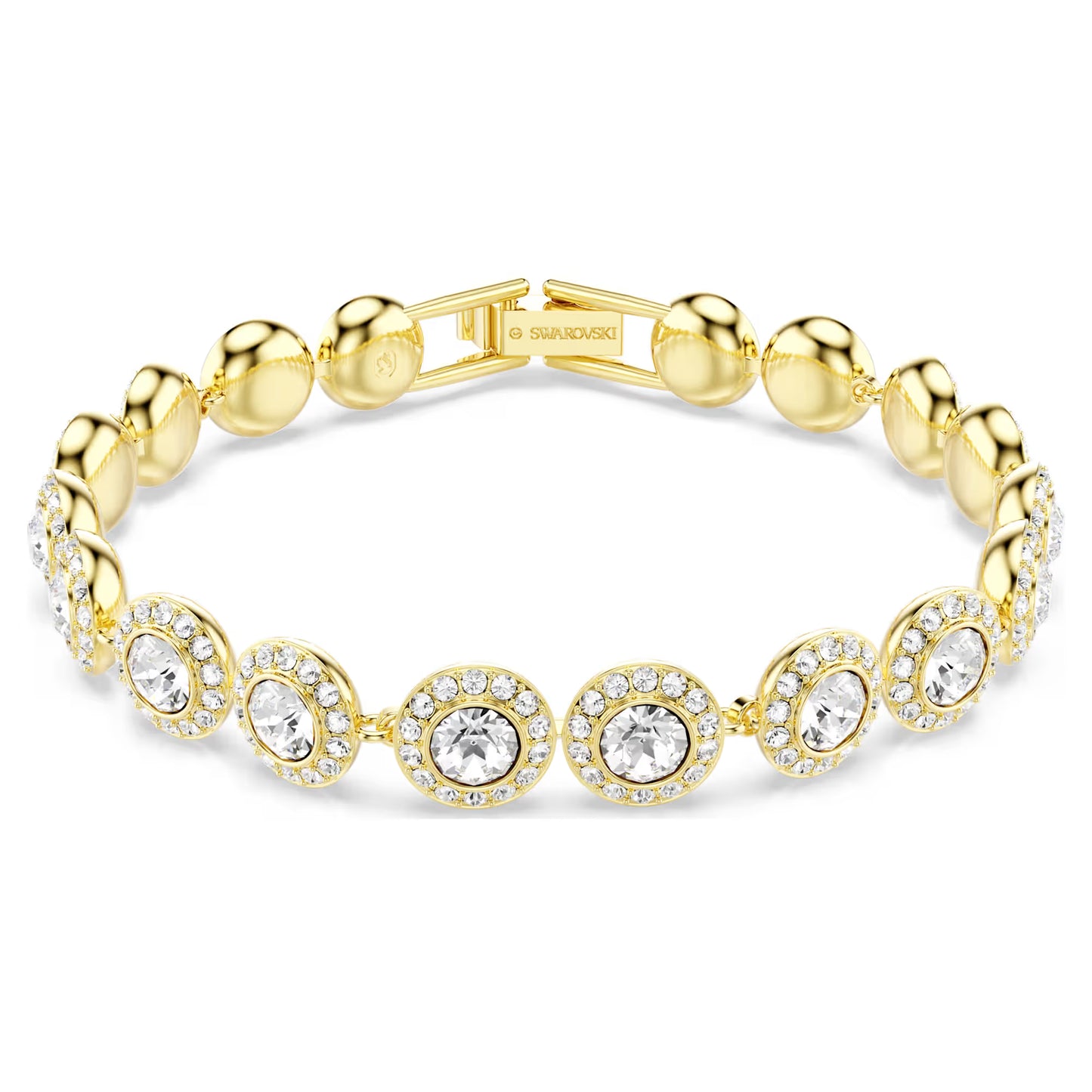 Una Angelic bracelet, Round cut, Pavé, Medium, White, Gold-tone plated