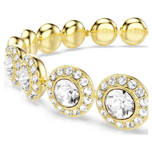 Una Angelic bracelet, Round cut, Pavé, Medium, White, Gold-tone plated