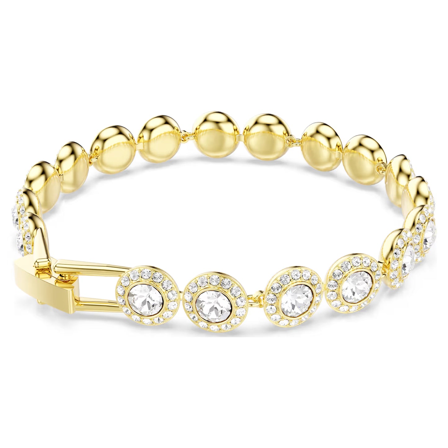 Una Angelic bracelet, Round cut, Pavé, Medium, White, Gold-tone plated
