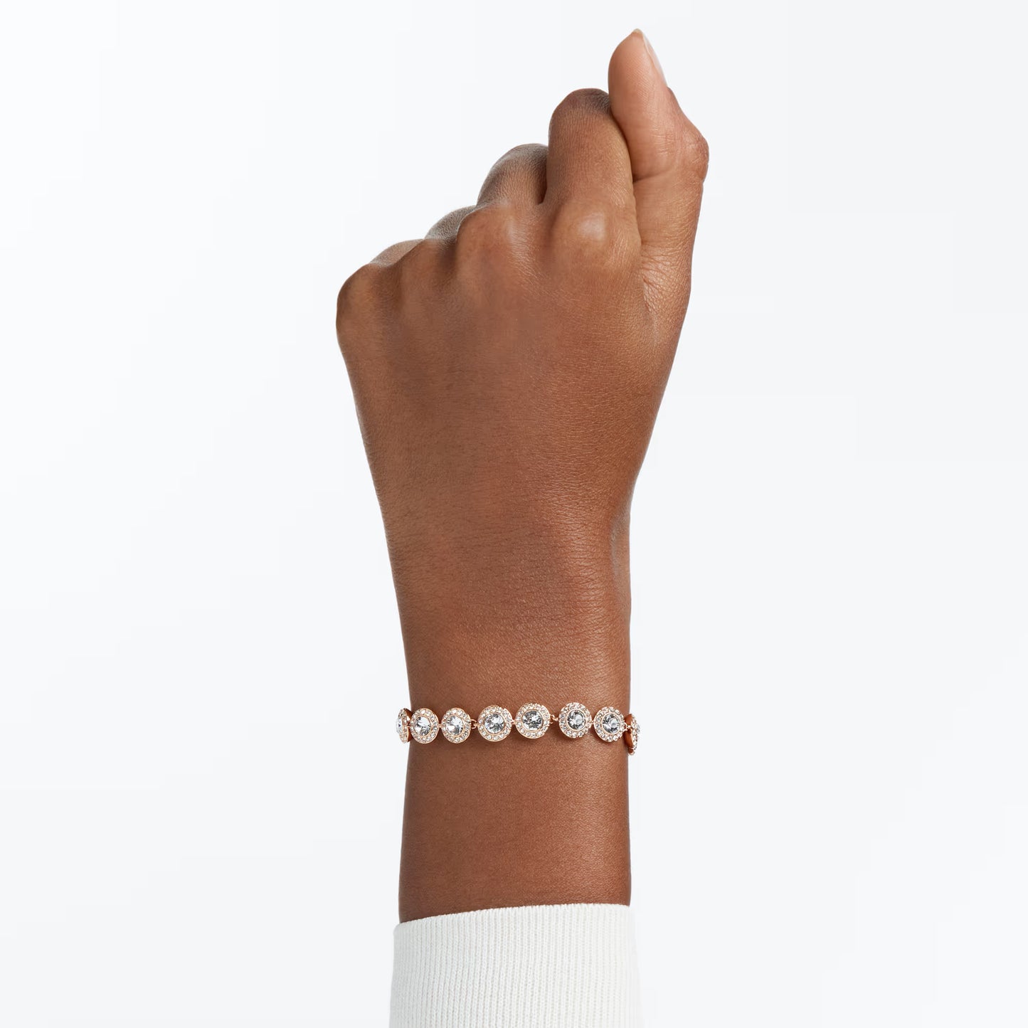 Una Angelic Tennis bracelet, Round, Pavé, Rose, M
