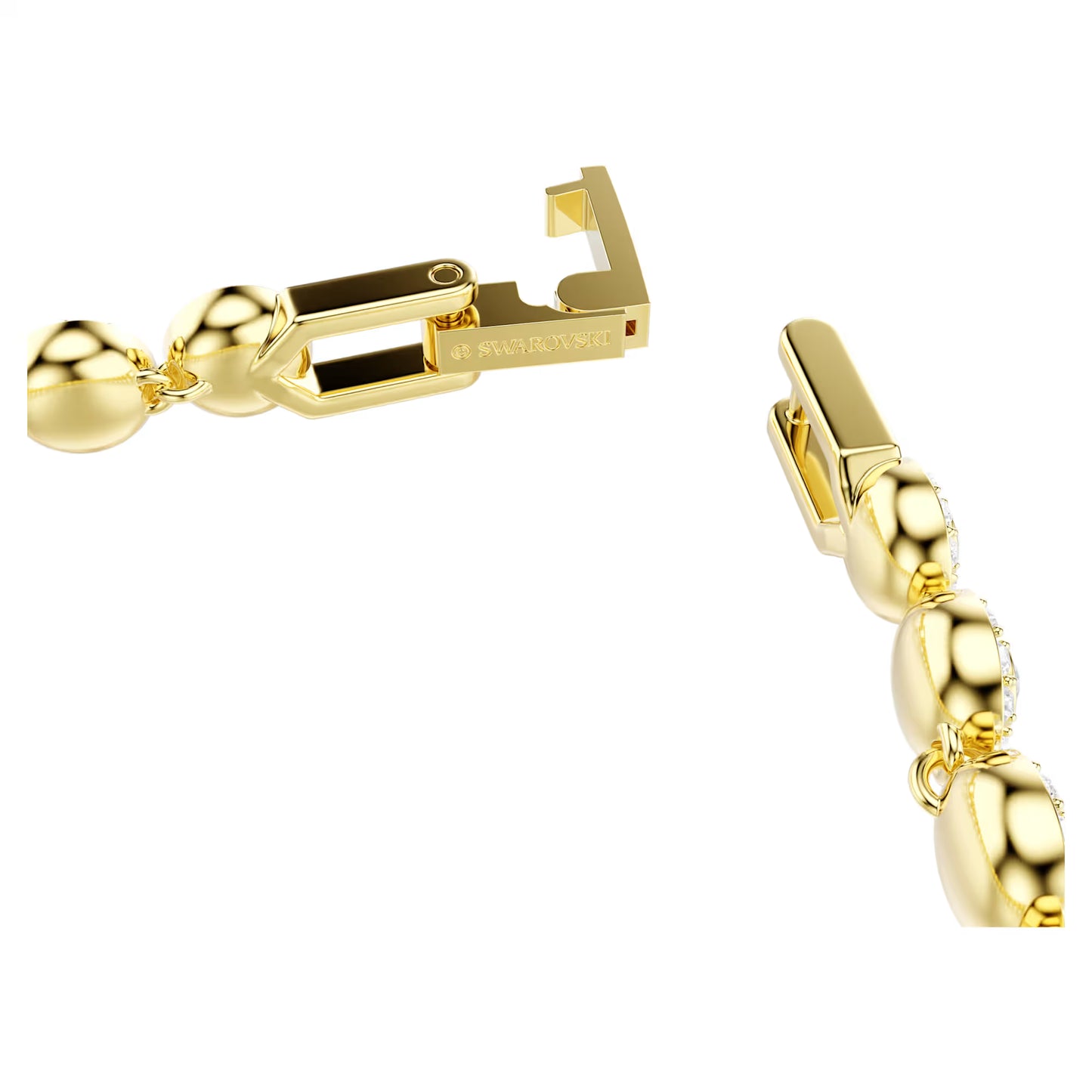 Una Angelic bracelet, Round cut, White, Gold-tone plated