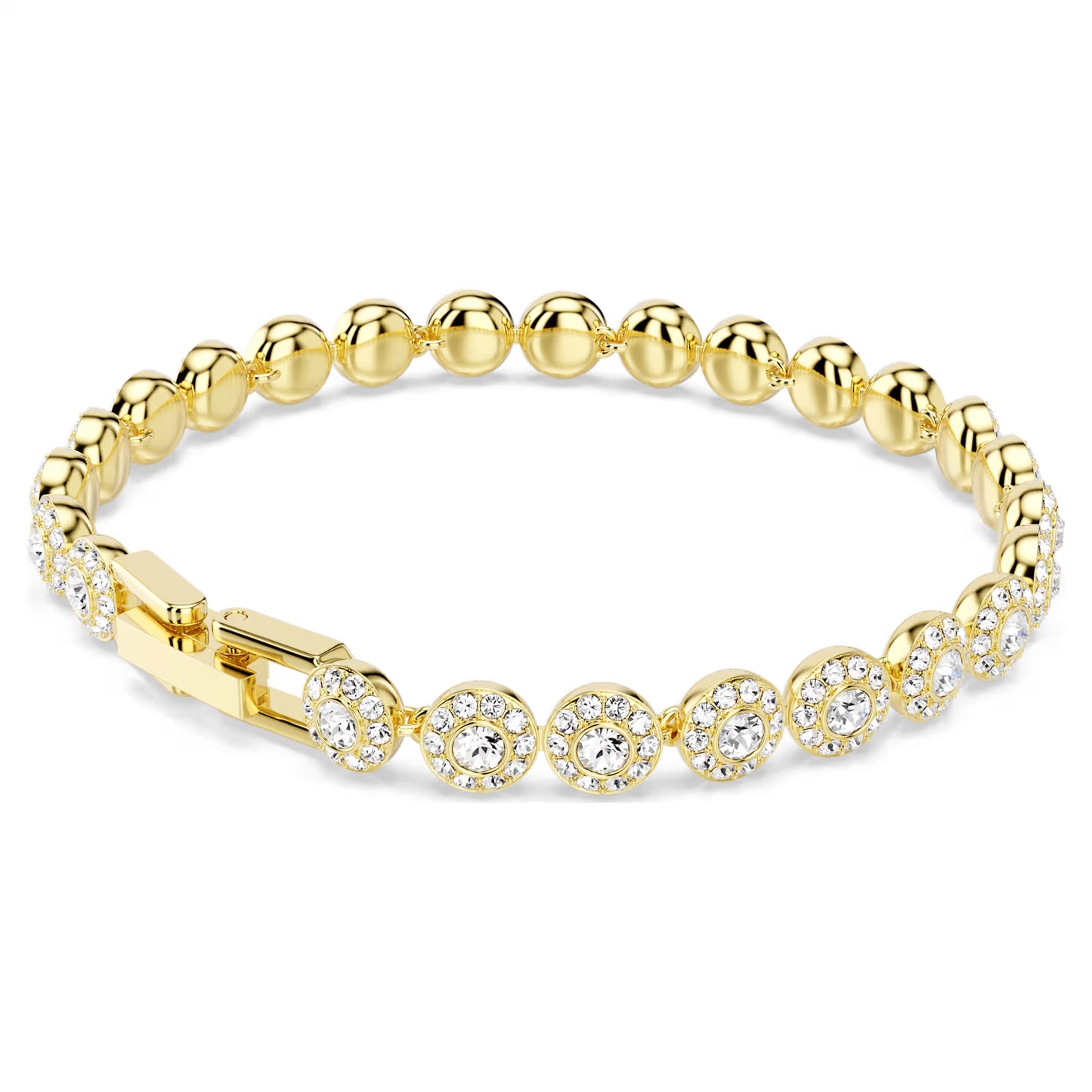 Una Angelic bracelet, Round cut, White, Gold-tone plated