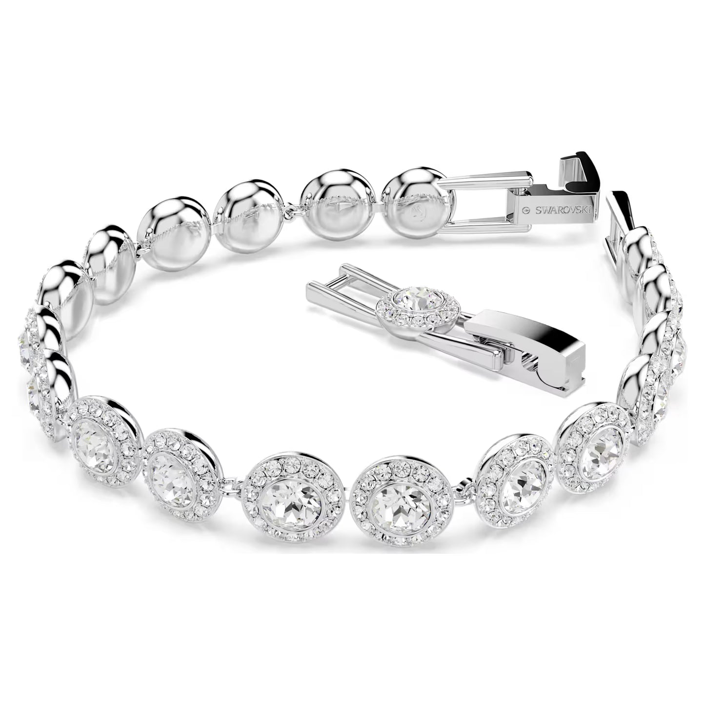 Una Angelic bracelet, Round, White, Rhodium, M