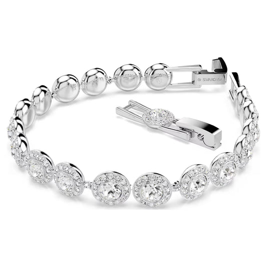 Una Angelic bracelet, Round, White, Rhodium, M