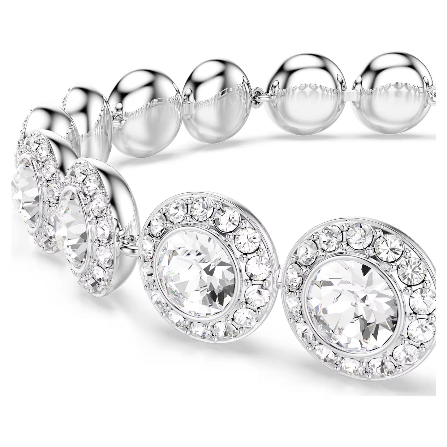 Una Angelic bracelet, Round, White, Rhodium, M