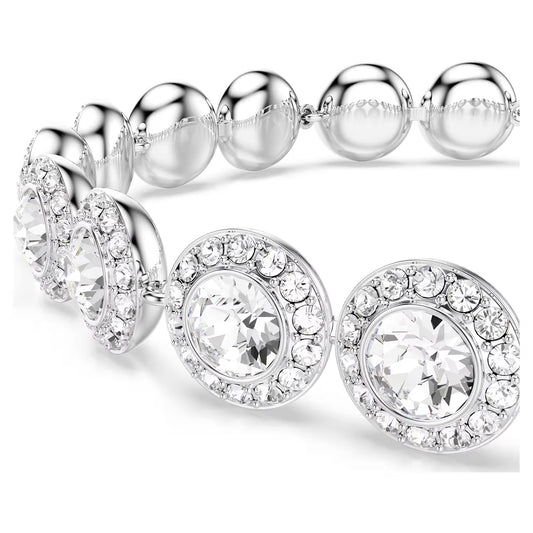 Una Angelic bracelet, Round, White, Rhodium, M