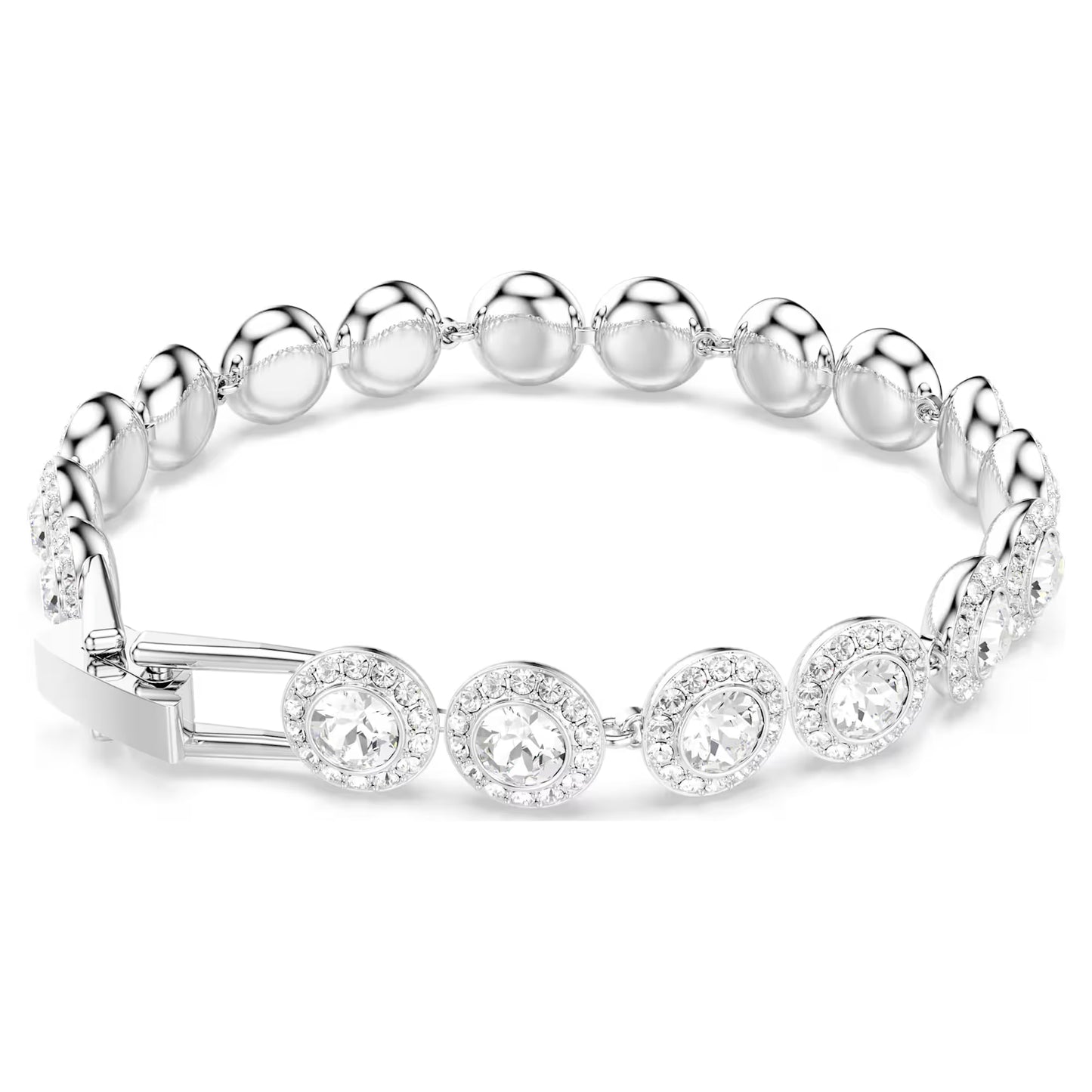 Una Angelic bracelet, Round, White, Rhodium, M