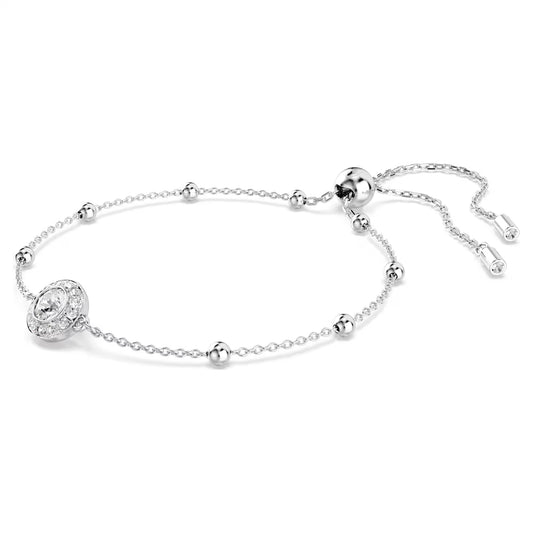 Una Angelic bracelet, Round cut, White, Rhodium plated