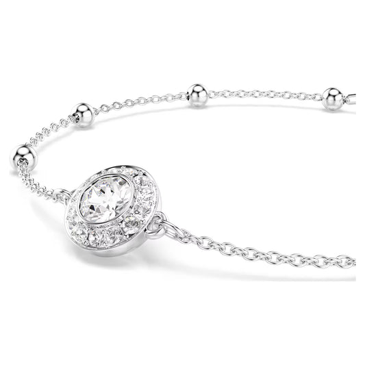 Una Angelic bracelet, Round cut, White, Rhodium plated