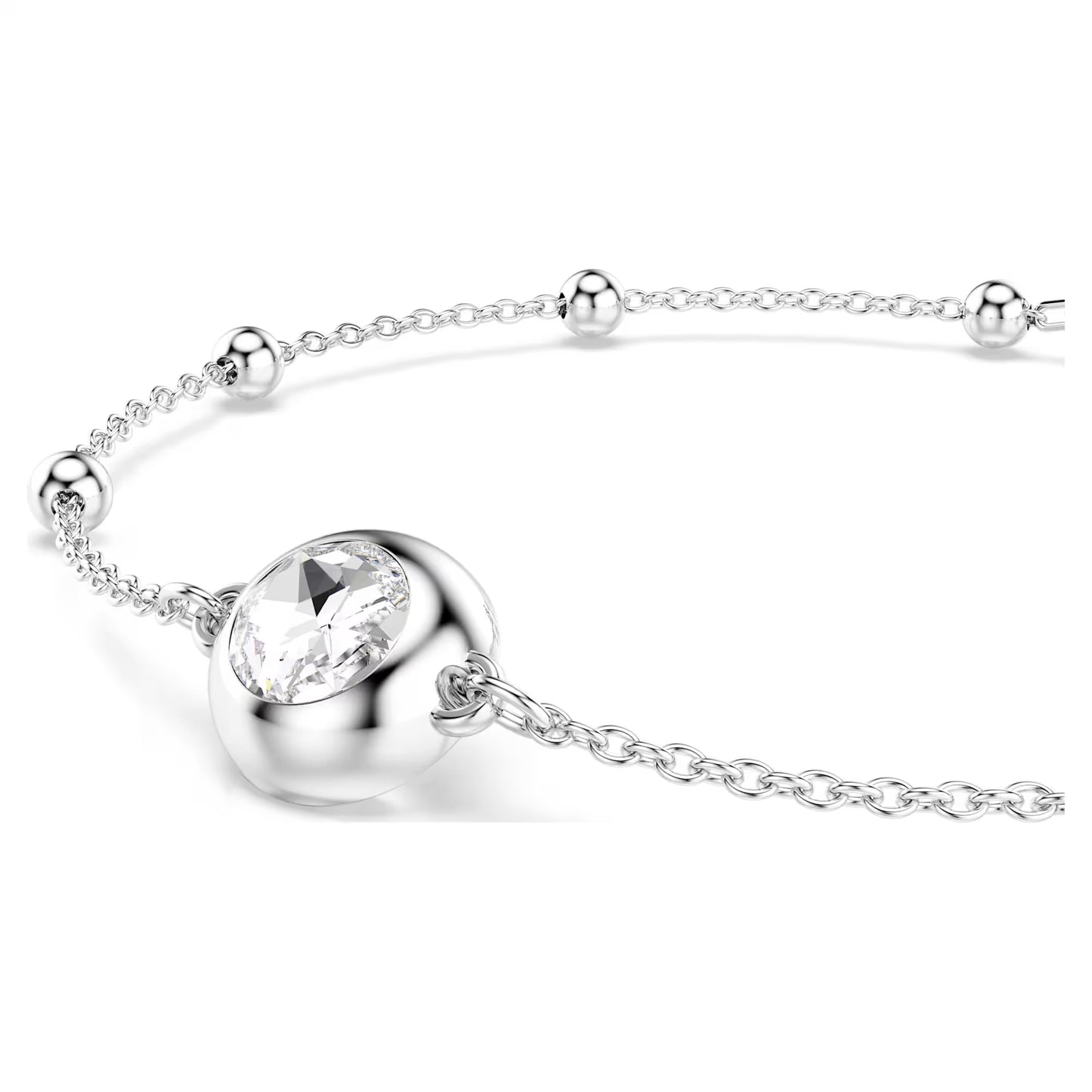 Una Angelic bracelet, Round cut, White, Rhodium plated