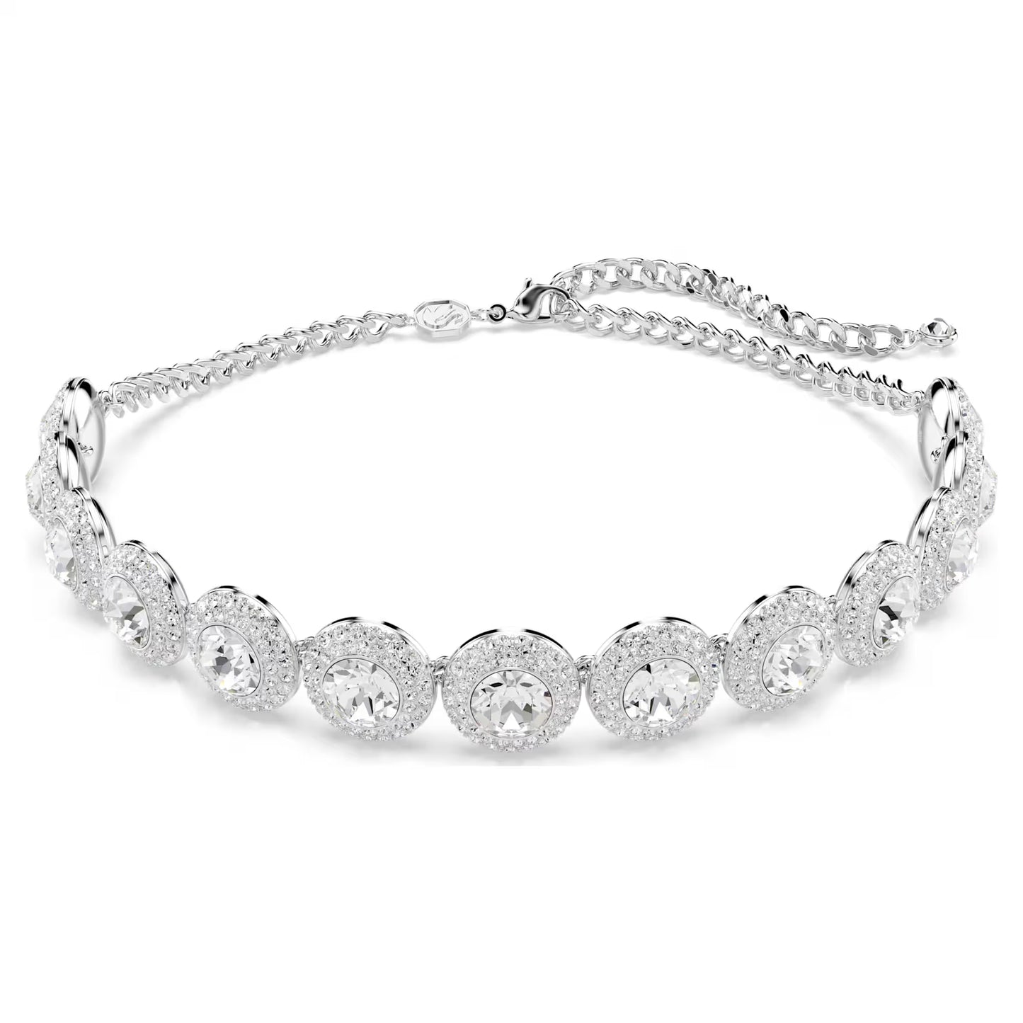 Una Angelic choker, White, Rhodium plated