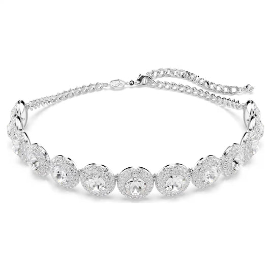 Una Angelic choker, White, Rhodium plated
