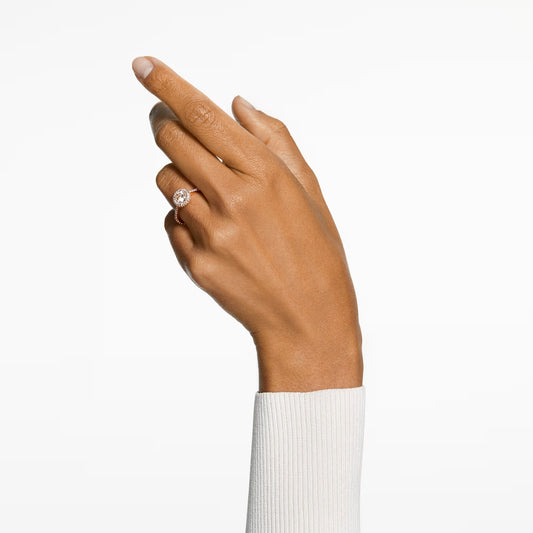 Una Angelic cocktail ring, Round cut, Pavé, White, Rose gold-tone plated