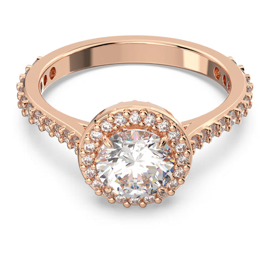 Una Angelic cocktail ring, Round cut, Pavé, White, Rose gold-tone plated
