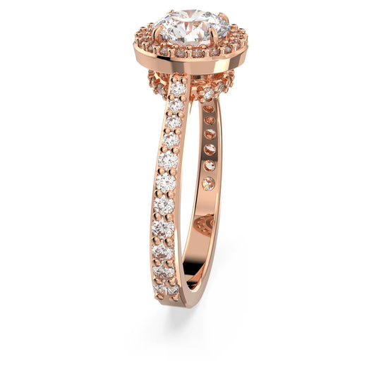 Una Angelic cocktail ring, Round cut, Pavé, White, Rose gold-tone plated