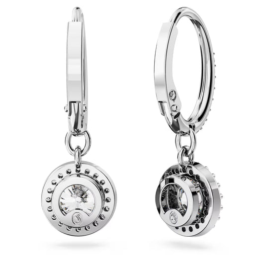 Una Angelic drop earrings, Round cut, Pavé, White,