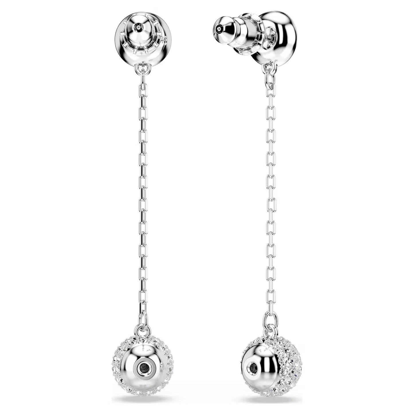 Una Angelic drop earrings, Round cut, White, Rhodium plated