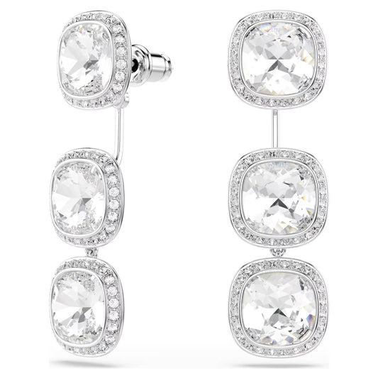 Una Angelic earrings, Cushion cut, White, Rhodium plated