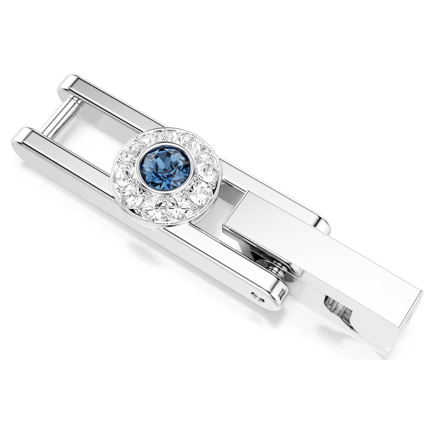 Una Angelic extender, Round cut, Blue, Rhodium plated