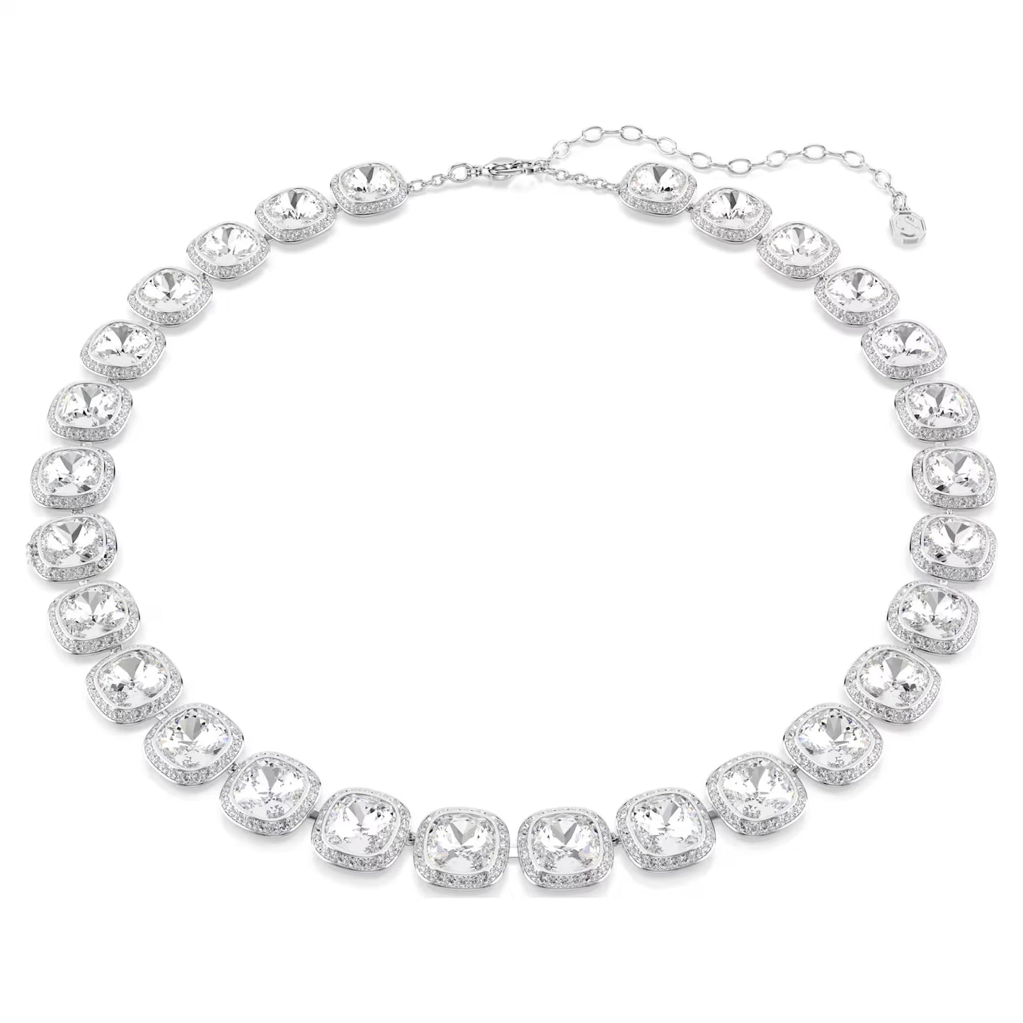 Una Angelic necklace Cushion cut, White, Rhodium plated