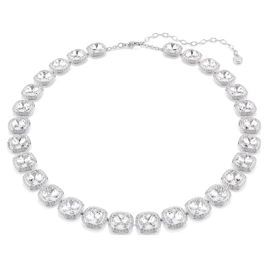Una Angelic necklace Cushion cut, White, Rhodium plated