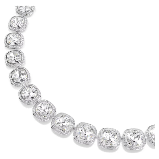 Una Angelic necklace Cushion cut, White, Rhodium plated