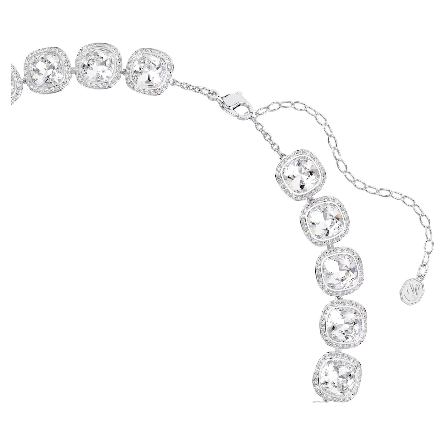 Una Angelic necklace Cushion cut, White, Rhodium plated