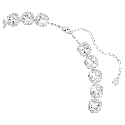 Una Angelic necklace Cushion cut, White, Rhodium plated
