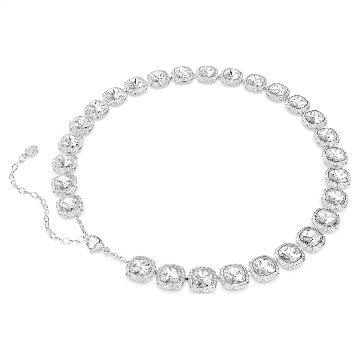 Una Angelic necklace Cushion cut, White, Rhodium plated