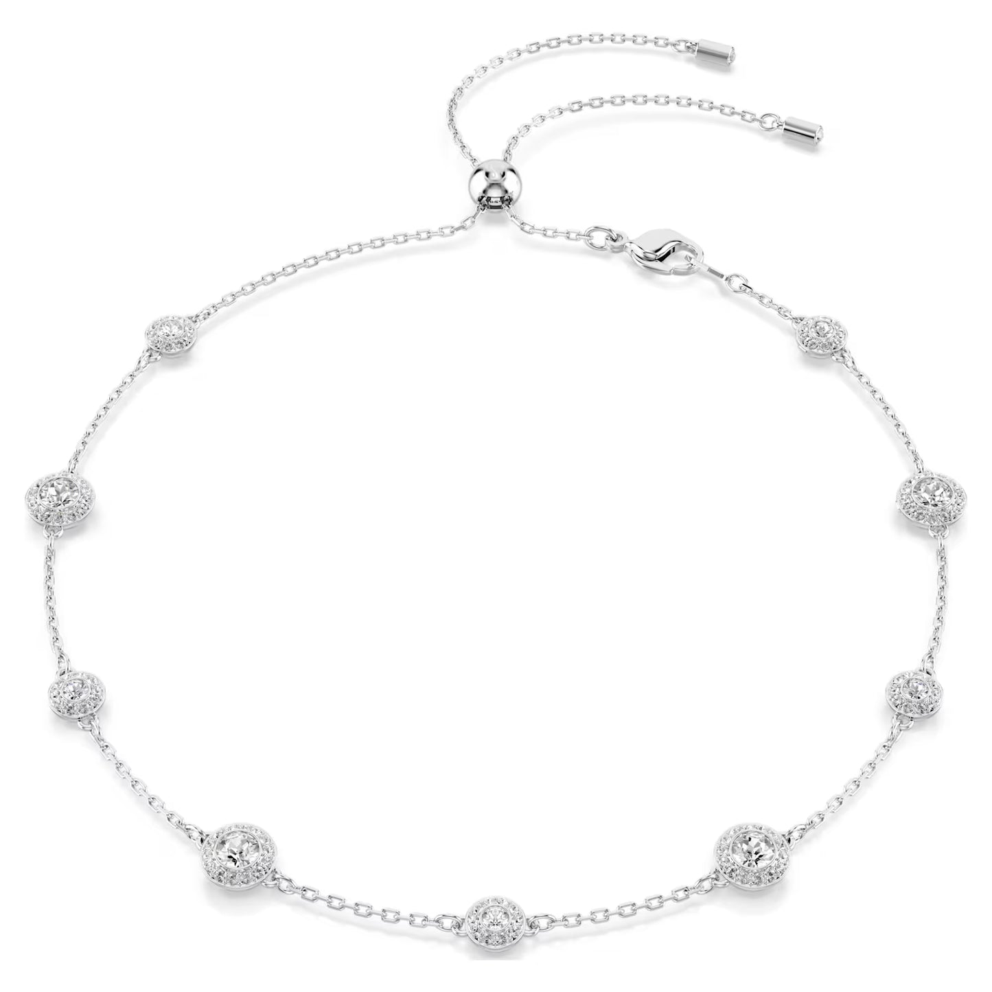 Una Angelic necklace, Round cut, Double sided motifs, White, Rhodium plated