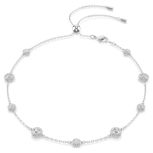 Una Angelic necklace, Round cut, Double sided motifs, White, Rhodium plated