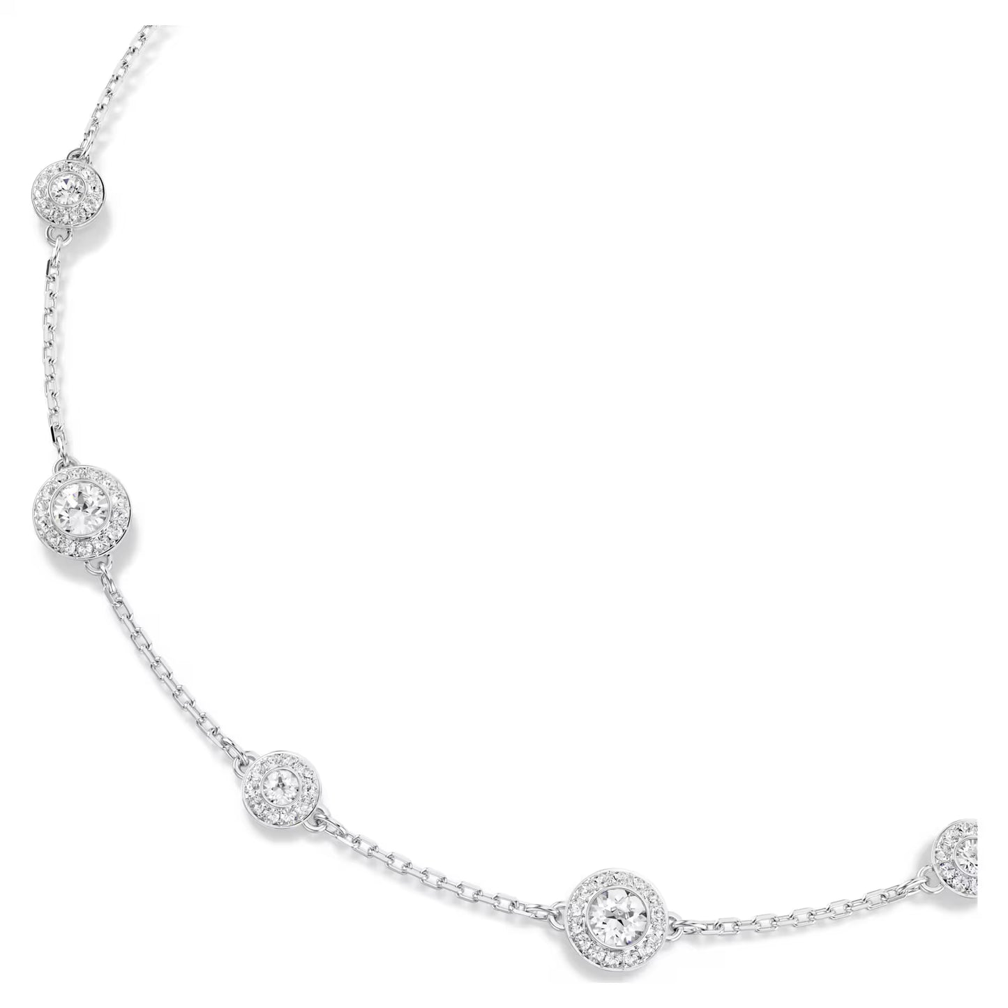 Una Angelic necklace, Round cut, Double sided motifs, White, Rhodium plated