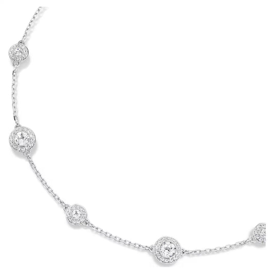 Una Angelic necklace, Round cut, Double sided motifs, White, Rhodium plated