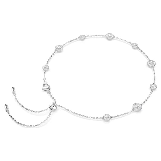Una Angelic necklace, Round cut, Double sided motifs, White, Rhodium plated