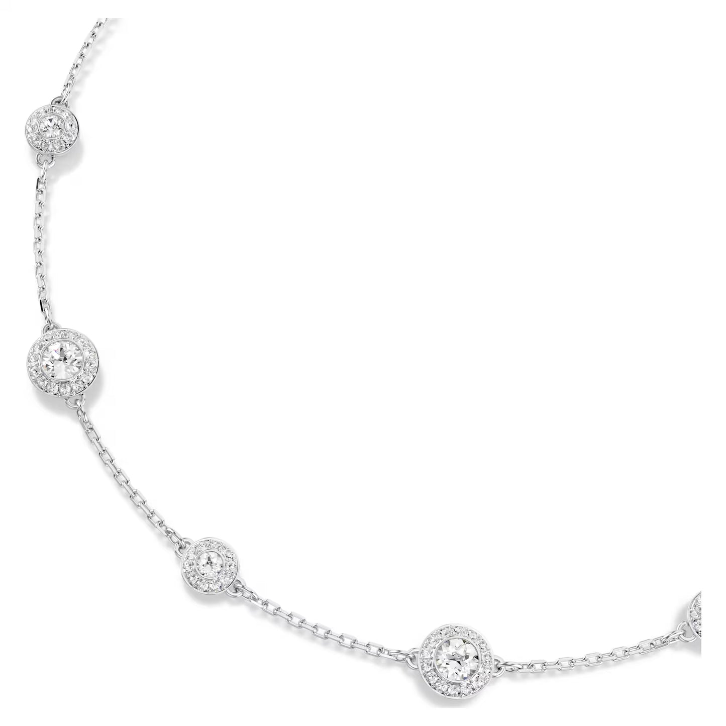 Una Angelic necklace, Round cut, Double sided motifs, White, Rhodium plated