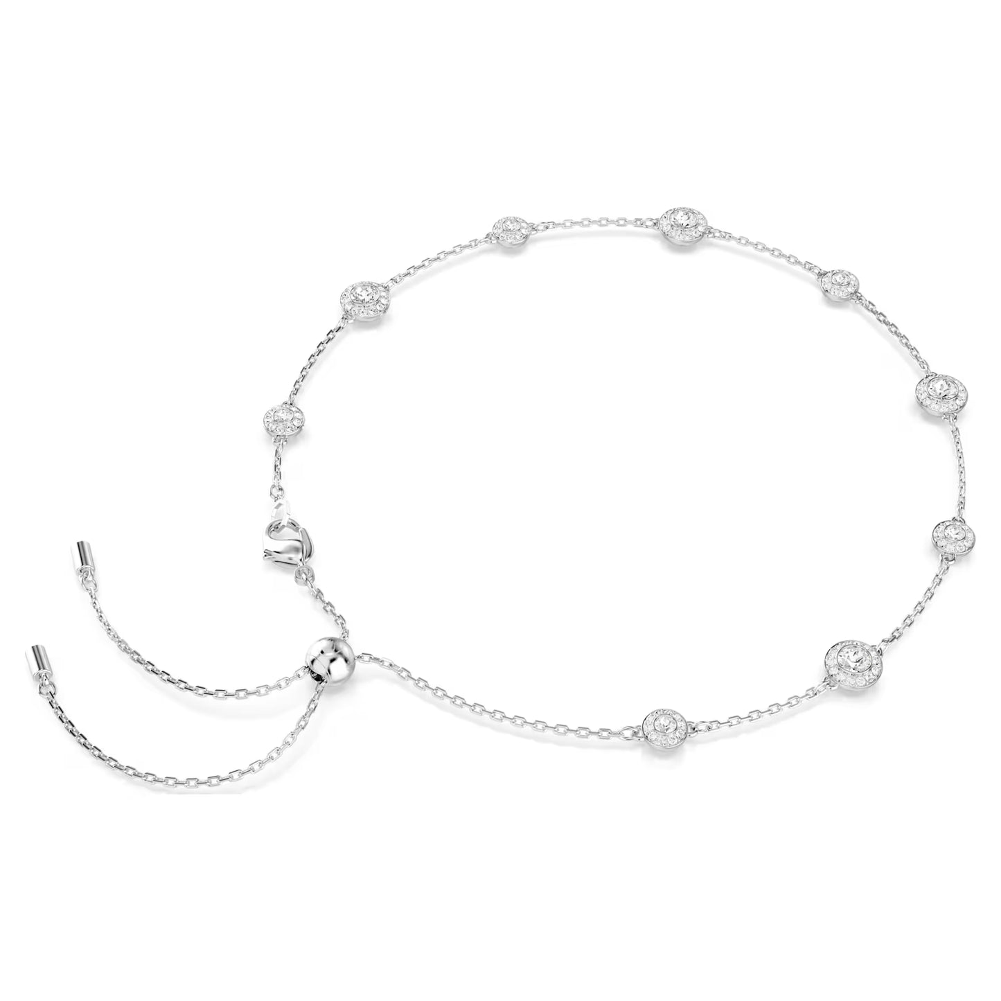 Una Angelic necklace, Round cut, Double sided motifs, White, Rhodium plated