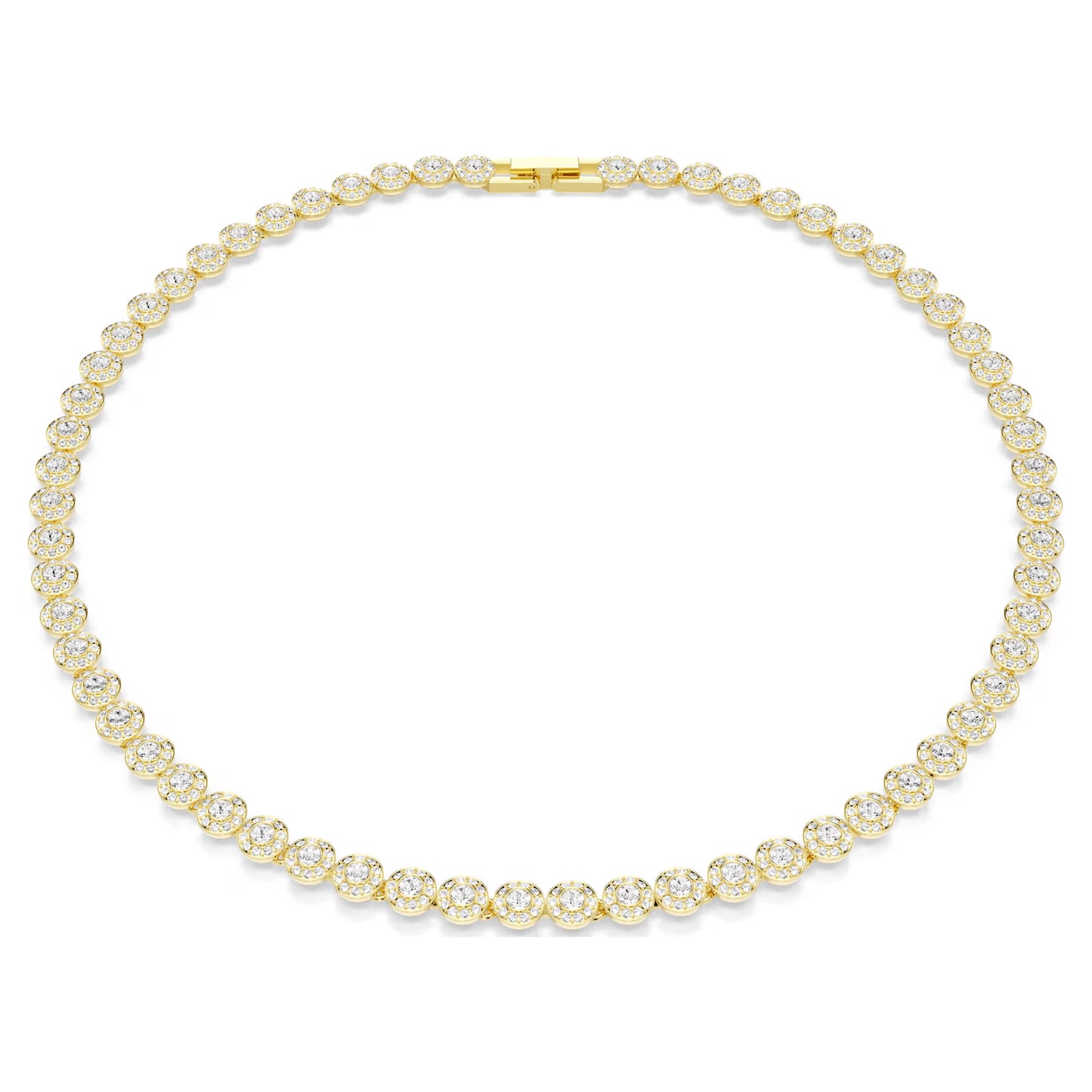 Una Angelic necklace, Round cut, Small, White, Gold-tone plated