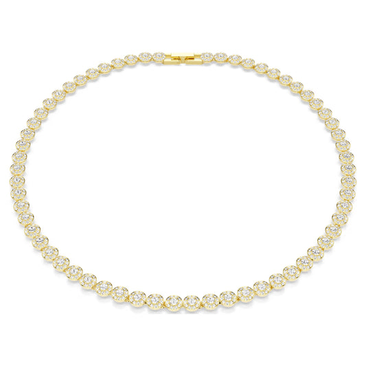 Una Angelic necklace, Round cut, Small, White, Gold-tone plated