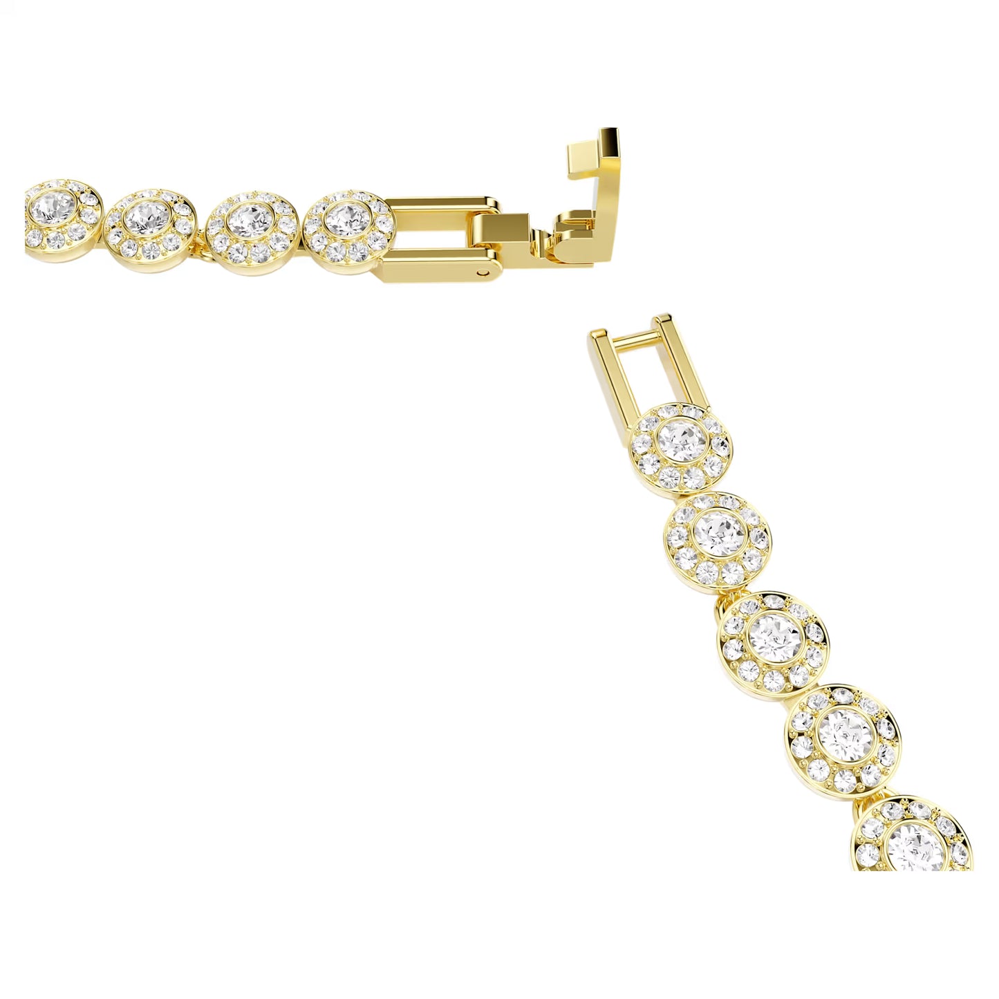 Una Angelic necklace, Round cut, Small, White, Gold-tone plated