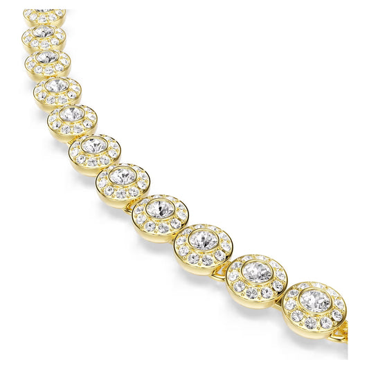 Una Angelic necklace, Round cut, Small, White, Gold-tone plated