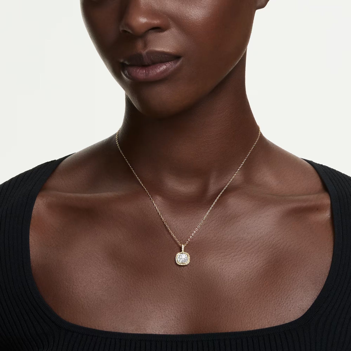 Una Angelic pendant, Cushion cut, White, 18K gold finish