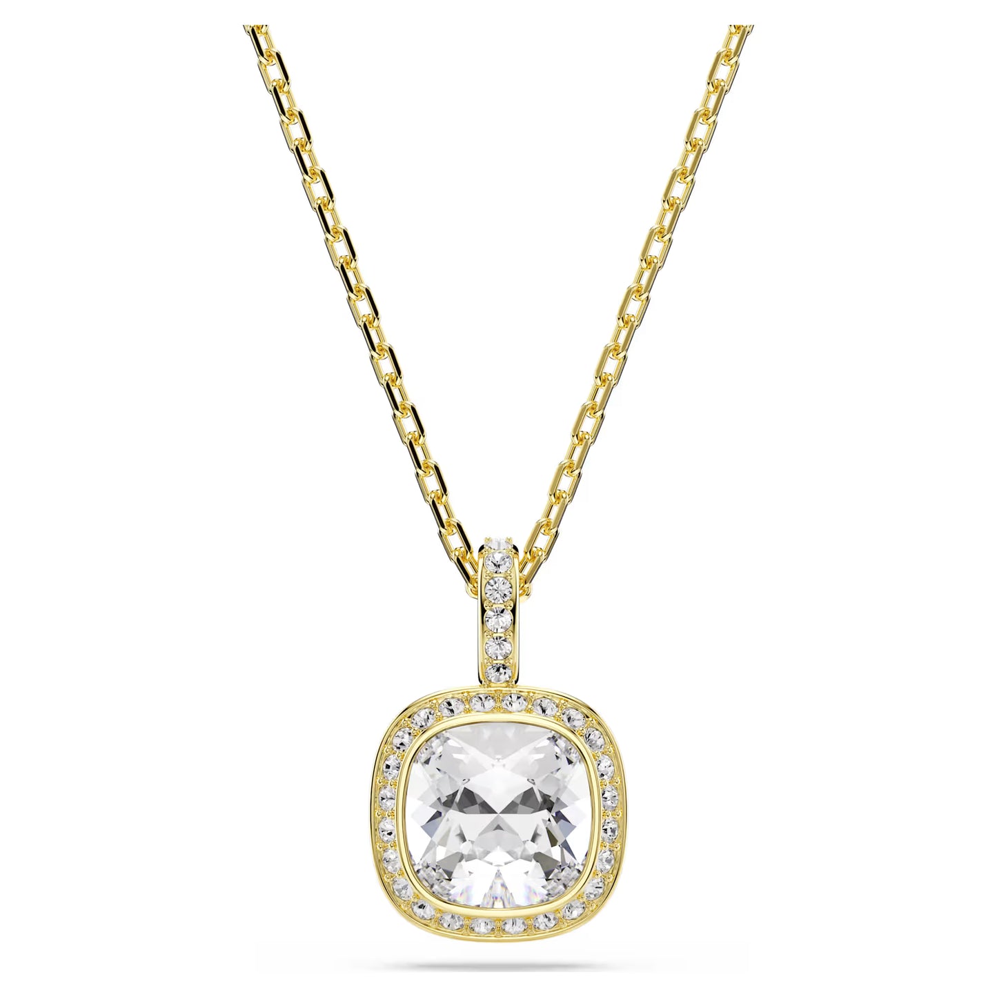 Una Angelic pendant, Cushion cut, White, 18K gold finish