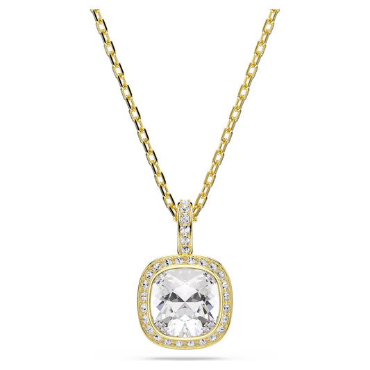 Una Angelic pendant, Cushion cut, White, 18K gold finish