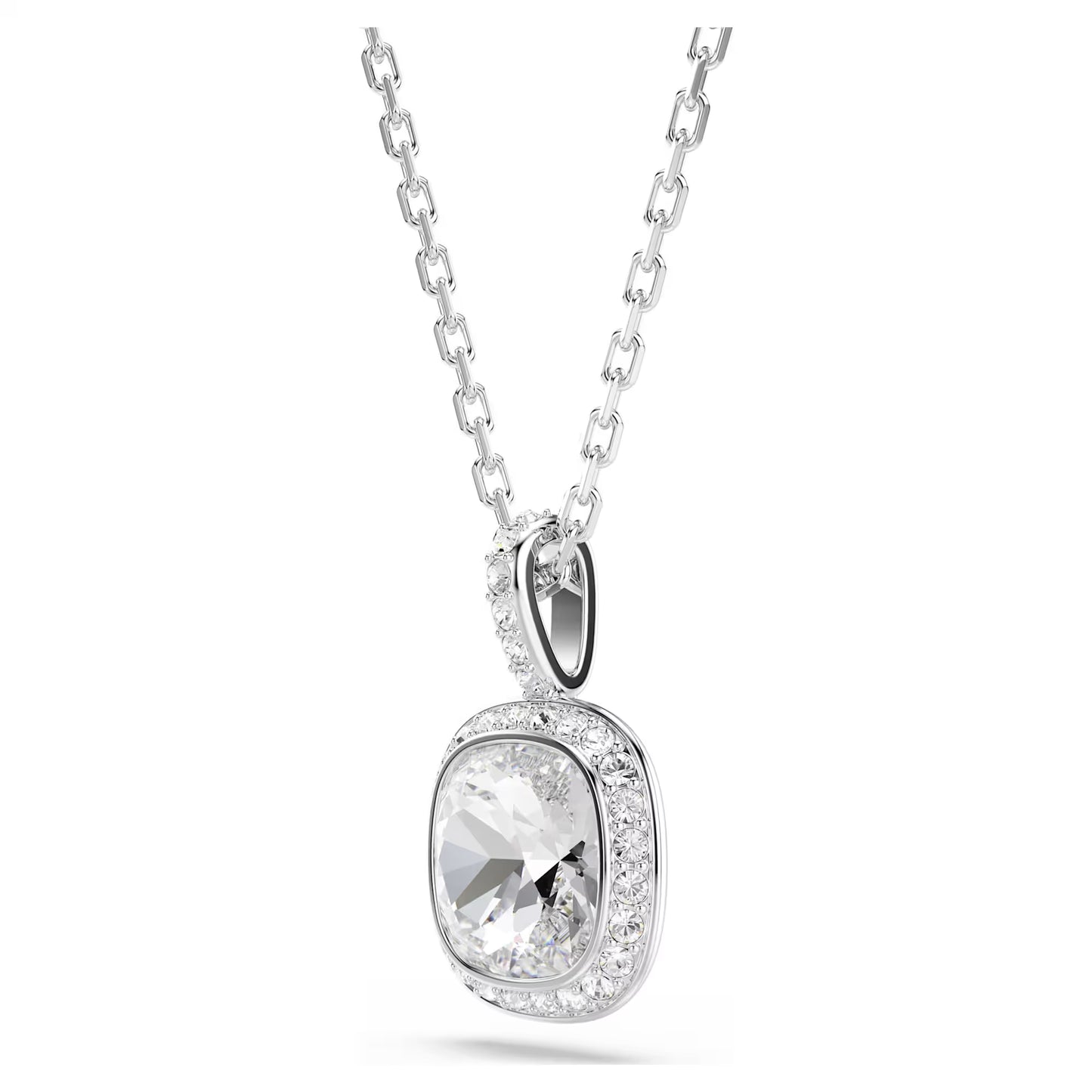 Una Angelic pendant, Cushion cut, White, Rhodium plated