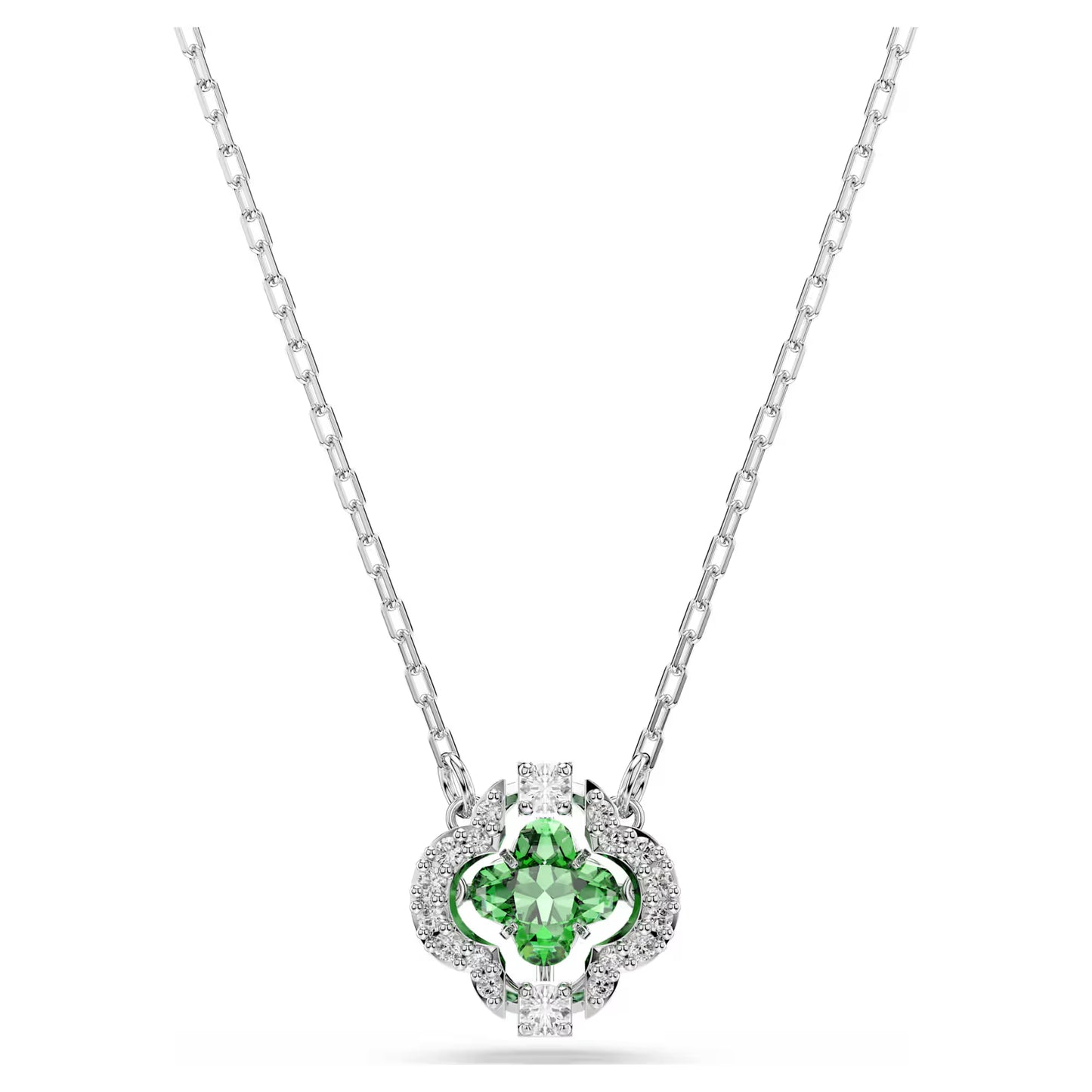 Una Angelic pendant, Mixed cuts, Green, Rhodium plated