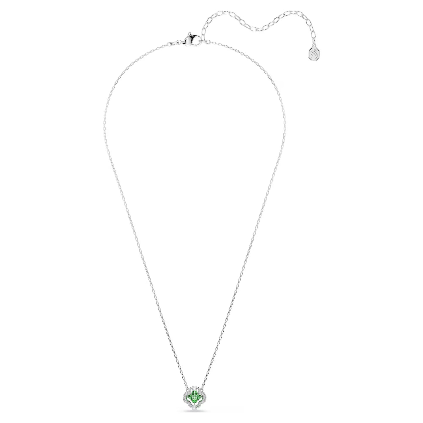 Una Angelic pendant, Mixed cuts, Green, Rhodium plated