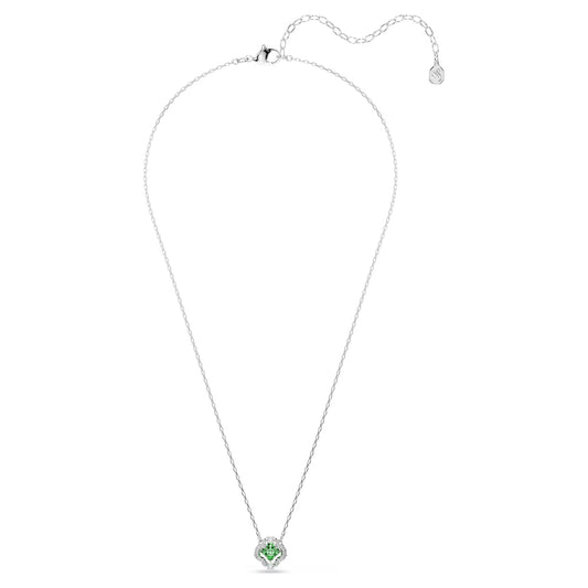 Una Angelic pendant, Mixed cuts, Green, Rhodium plated