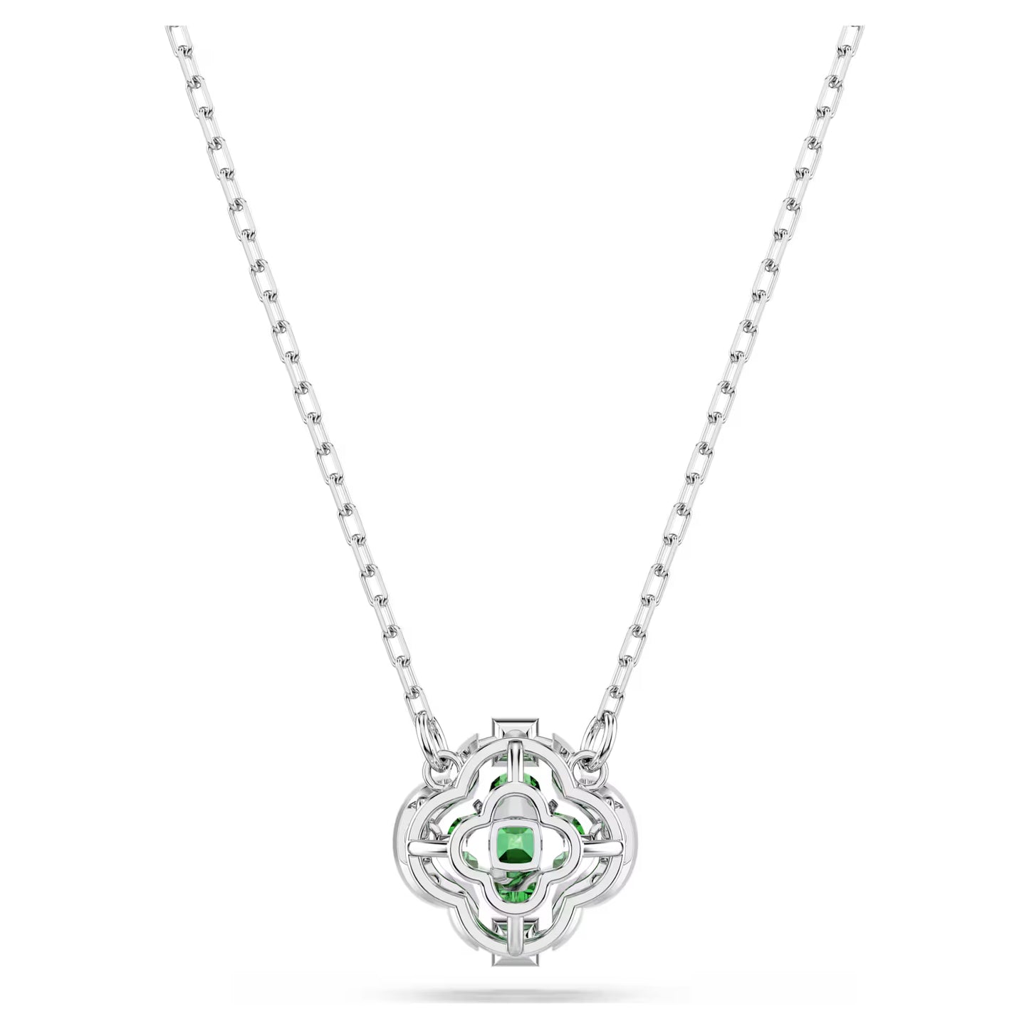 Una Angelic pendant, Mixed cuts, Green, Rhodium plated