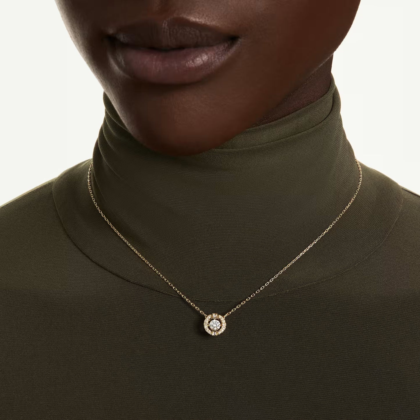 Una Angelic pendant, Mixed cuts, White, 18K gold finish