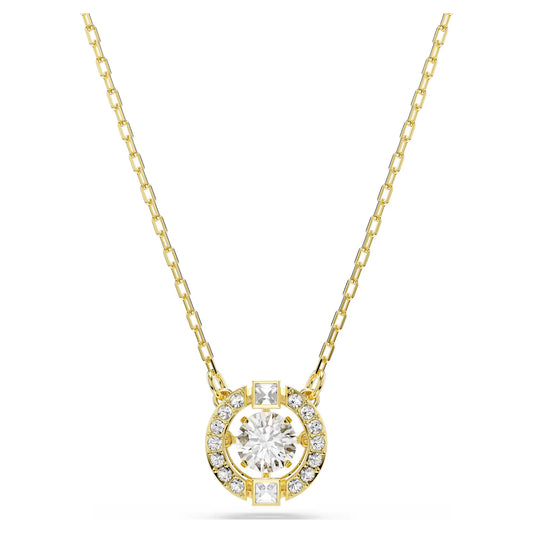 Una Angelic pendant, Mixed cuts, White, 18K gold finish